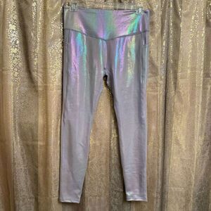 Curves N Combat Boots Opal Shimmer Iridescent High Rise Leggings Large